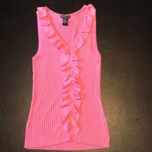 Pink Sleeveless Ruffle Top